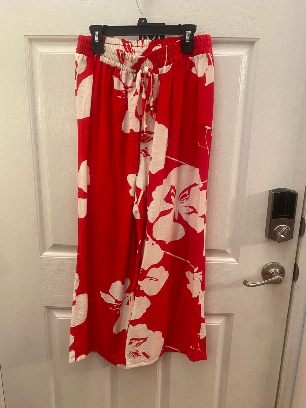 Mlle Gabrielle Red and White Floral Wide-Leg Pants